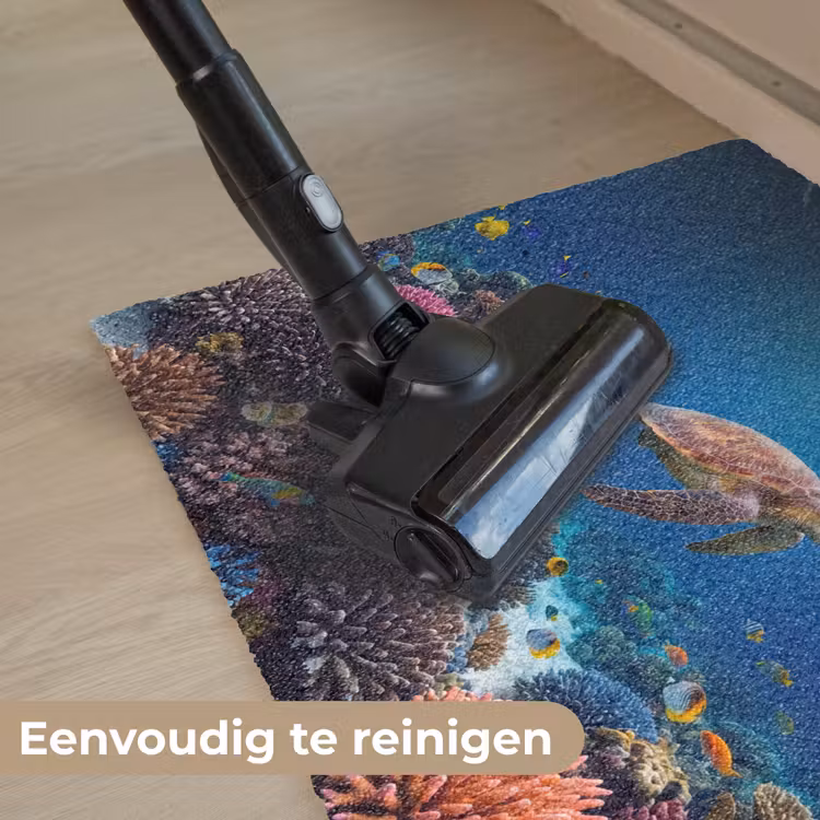 Schildpad - Koraalrif - Oceaan - Dieren - Blauw Deurmat klein -reinigen_NL
