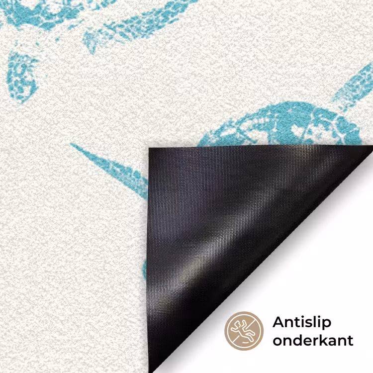 Schildpadden - Patroon - Wit - Blauw Deurmat klein -antislip_NL