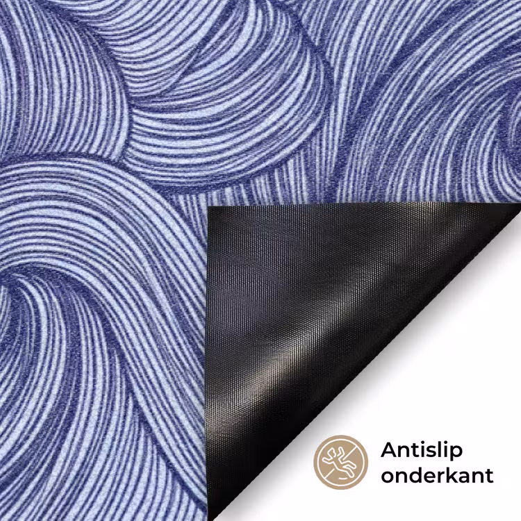 Schip - Golven - Zee - Illustratie - Blauw Deurmat klein -antislip_NL