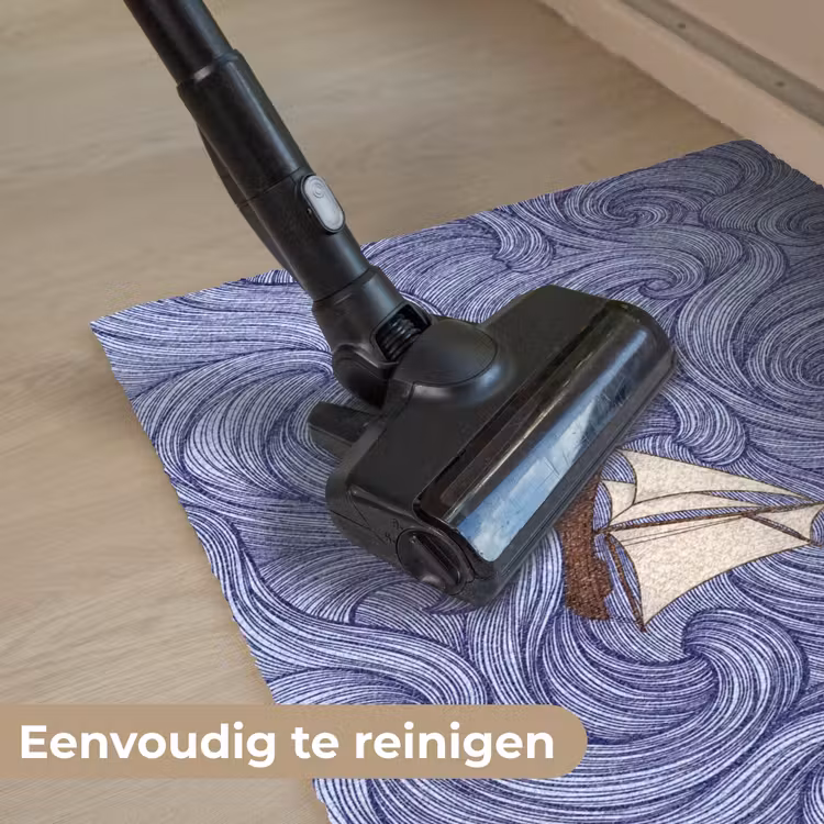 Schip - Golven - Zee - Illustratie - Blauw Deurmat klein -reinigen_NL