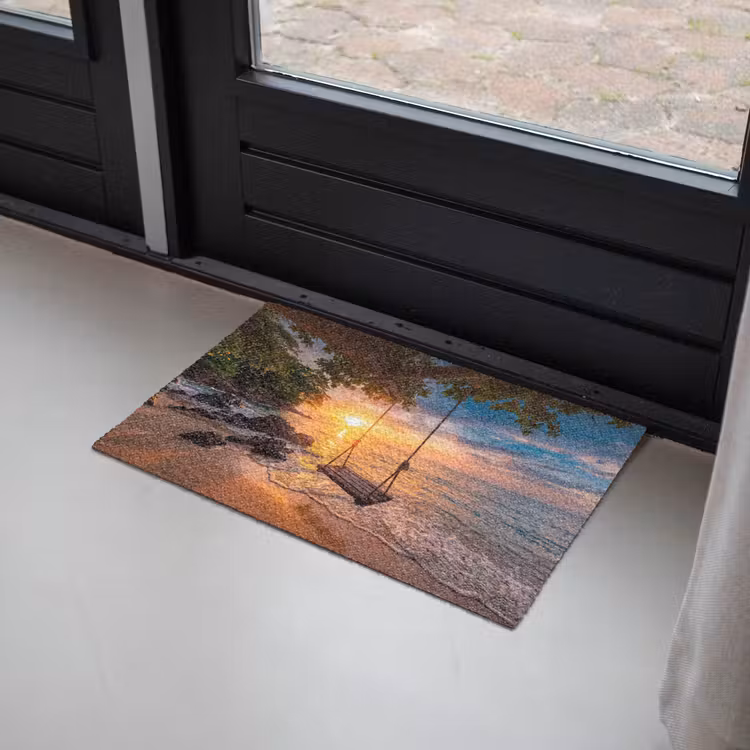 Schommel - Strand - Zonsondergang - Natuur - Oranje Deurmat klein -sfeer2