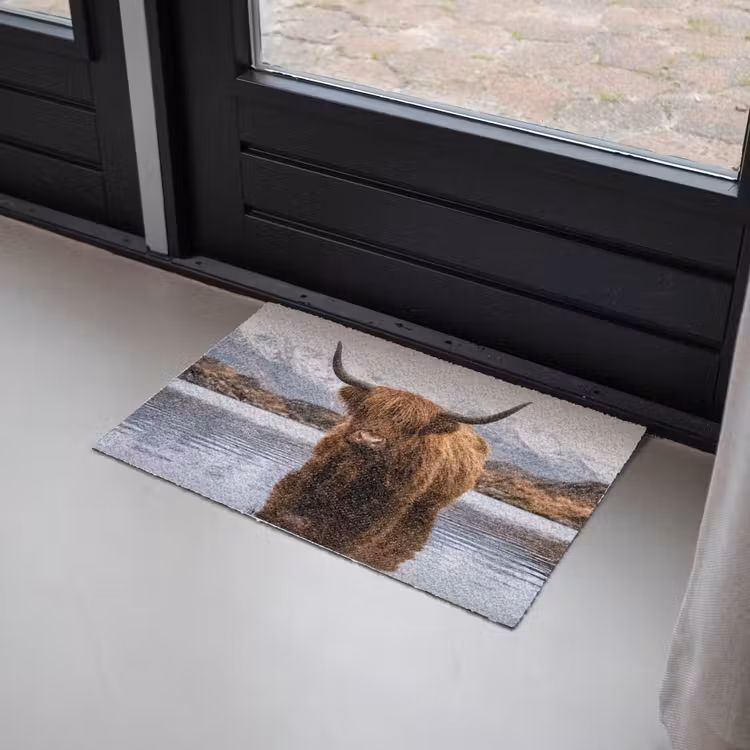 Schotse hooglander - Bruin - Water Deurmat klein -sfeer2