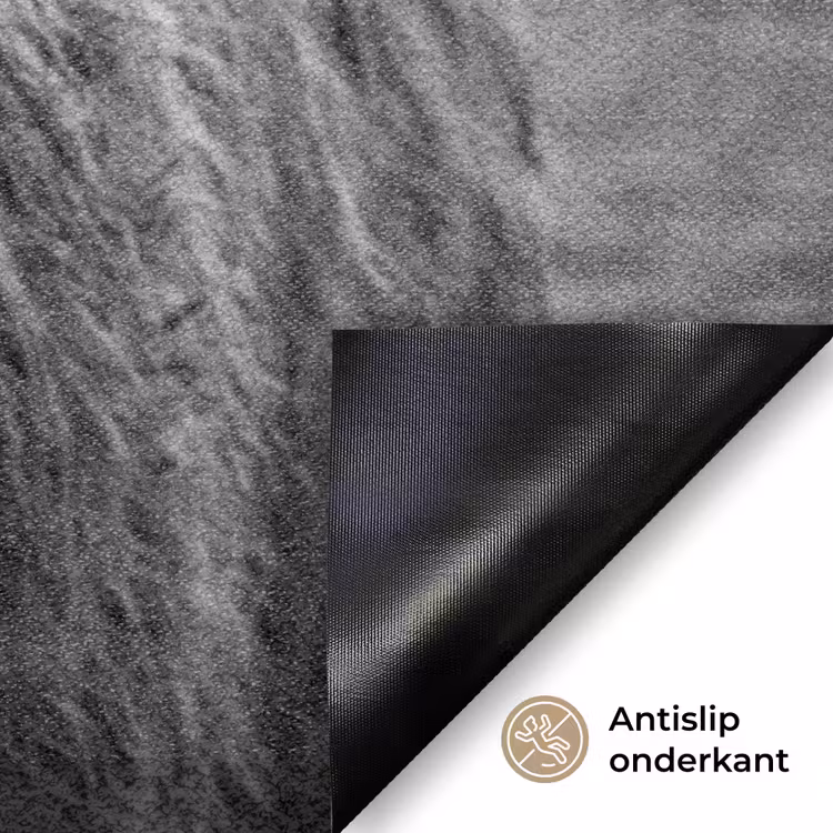 Schotse hooglander - Zwart - Wit - Gras Deurmat klein -antislip_NL