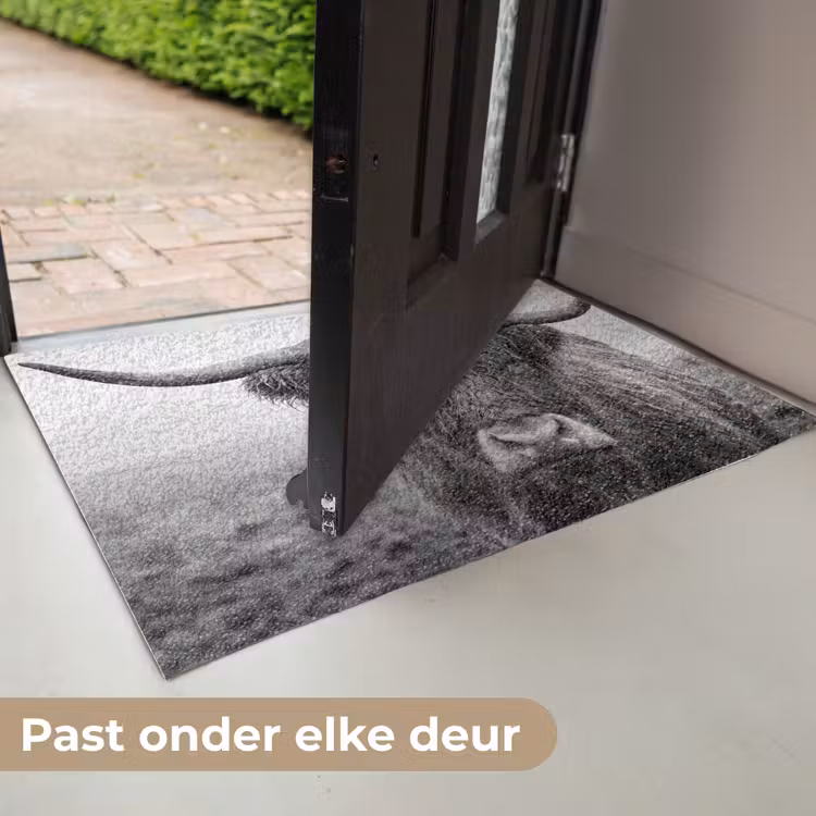 Schotse hooglander - Zwart - Wit - Gras Deurmat klein -USP_NL