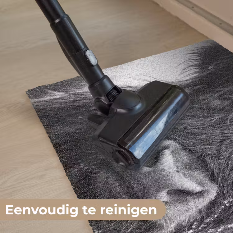 Schotse hooglander - Zwart - Wit - Sneeuwvlokken Deurmat klein -reinigen_NL