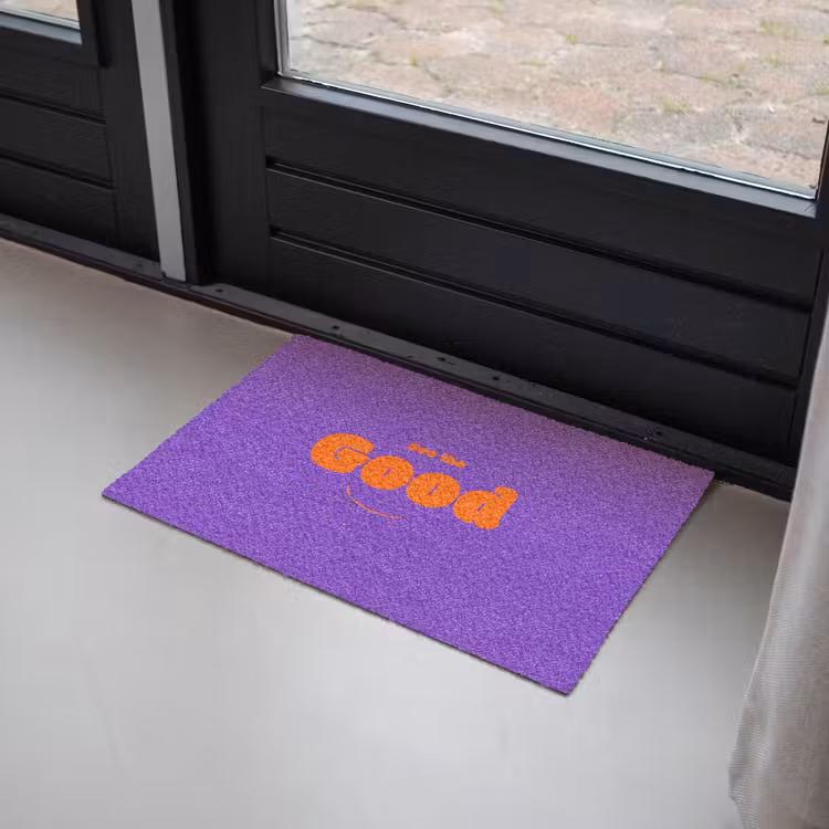 See the good - Oranje - Paars - Smiley Deurmat klein -sfeer2
