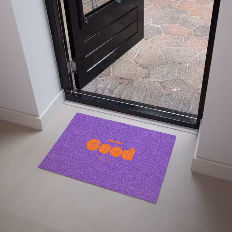 See the good - Oranje - Paars - Smiley Deurmat klein -sfeer5