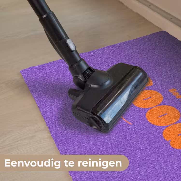 See the good - Oranje - Paars - Smiley Deurmat klein -reinigen_NL