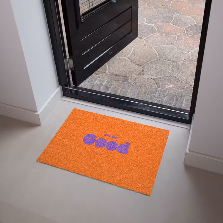 See the good - Paars - Oranje - Smiley Deurmat klein -sfeer5