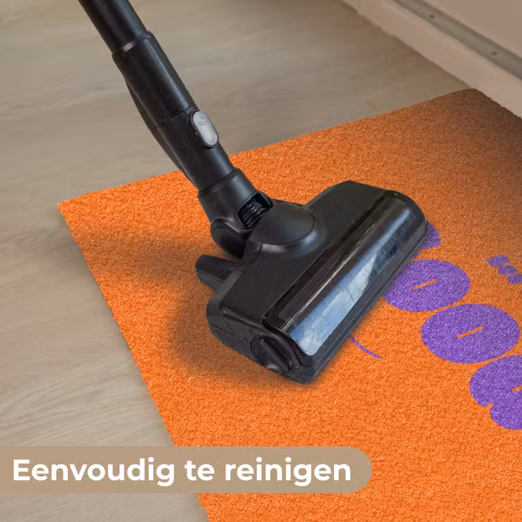 See the good - Paars - Oranje - Smiley Deurmat klein -reinigen_NL