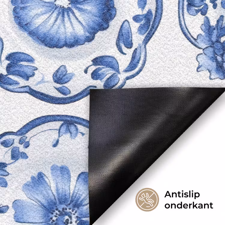 Sierborden - Bloemen - Blauw Deurmat klein 898 -antislip_NL