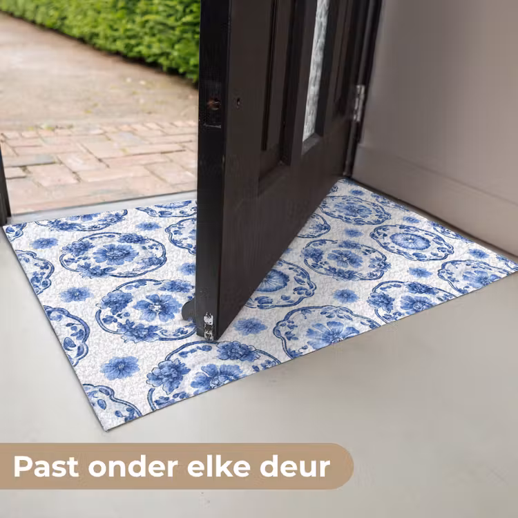 Sierborden - Bloemen - Blauw Deurmat klein 898 -USP_NL