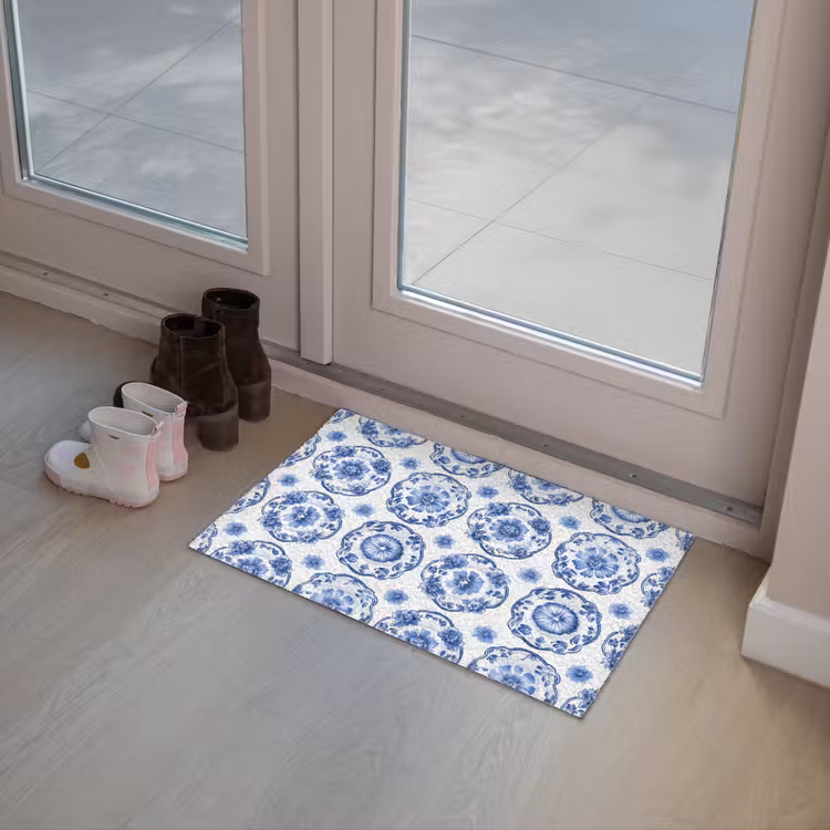 Sierborden - Bloemen - Blauw Deurmat klein 898 -sfeer3