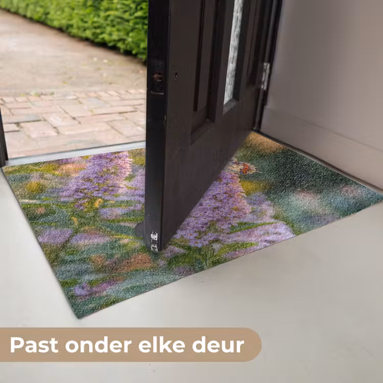 Sierlijke - Vlinder - Paarse - Bloemen Deurmat klein -USP_NL