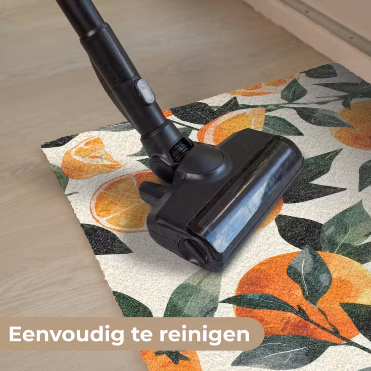 Sinaasappels - Vruchten - Bladeren - Oranje - Groen - Beige Deurmat klein -reinigen_NL