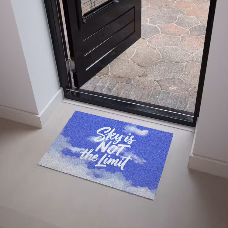 Sky is not the limit - Blauwe lucht - Wolken Deurmat klein -sfeer5