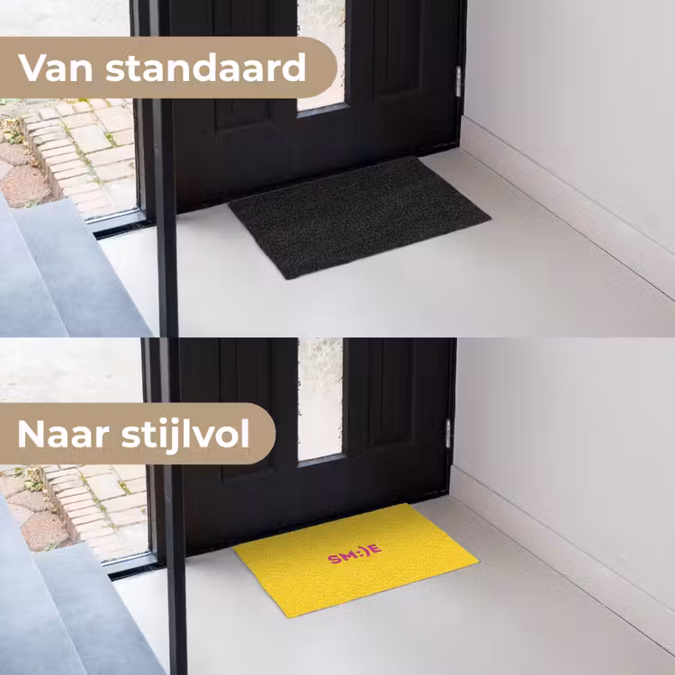 Smile - Roze - Geel Deurmat klein -voor-na_NL