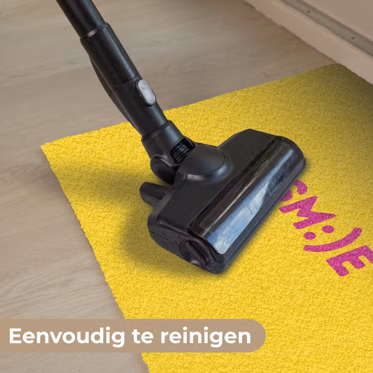 Smile - Roze - Geel Deurmat klein -reinigen_NL