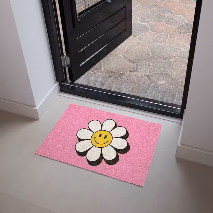 Smiley - Bloem - Roze Deurmat klein -sfeer5