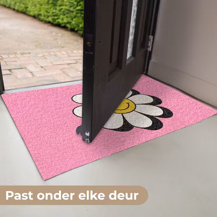 Smiley - Bloem - Roze Deurmat klein -USP_NL