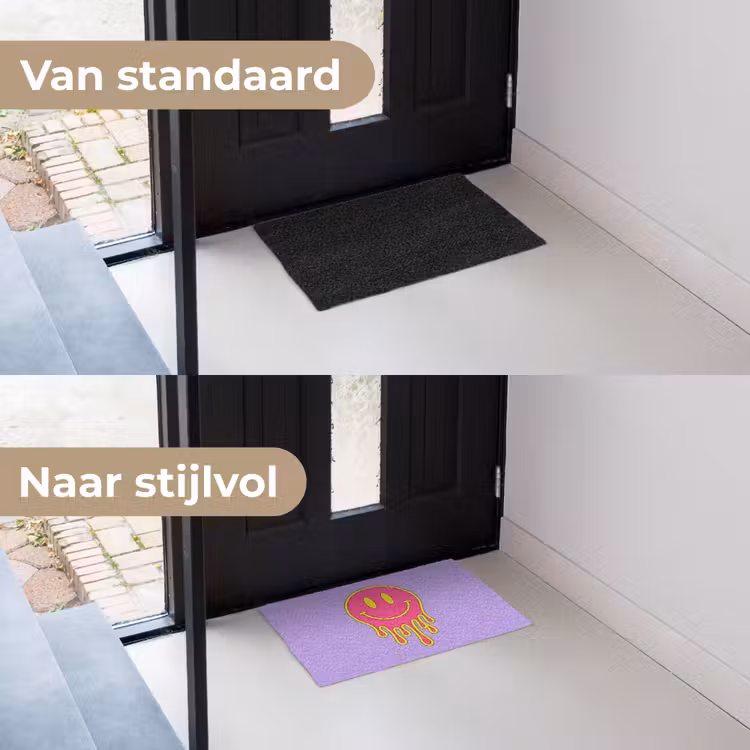 Smiley - Drip - Neon Deurmat klein -voor-na_NL