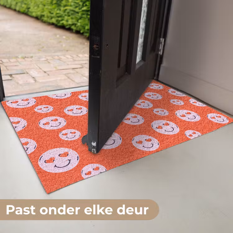 Smiley - Patroon - Hartjes - Rood - Roze Deurmat klein -USP_NL