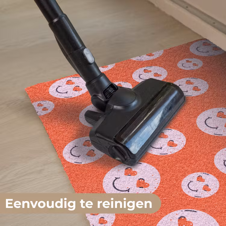 Smiley - Patroon - Hartjes - Rood - Roze Deurmat klein -reinigen_NL