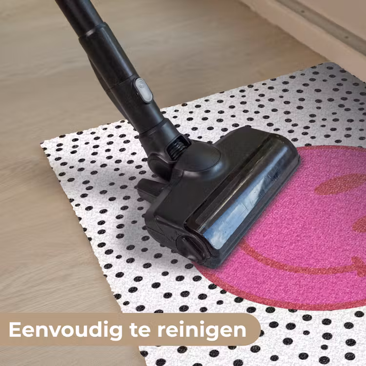 Smiley - Roze - Stippen Deurmat klein -reinigen_NL