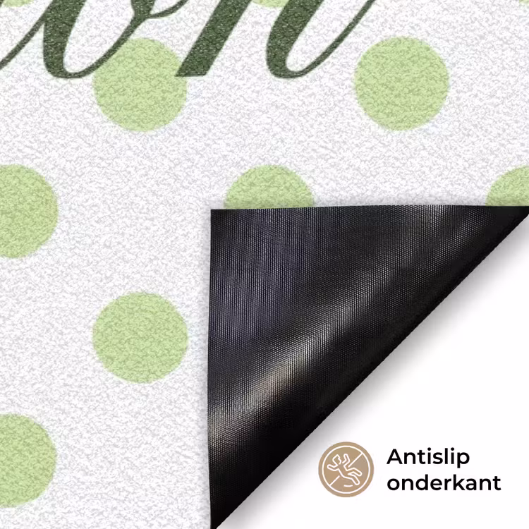 Snack Station - Groen - Stippen Deurmat klein -antislip_NL
