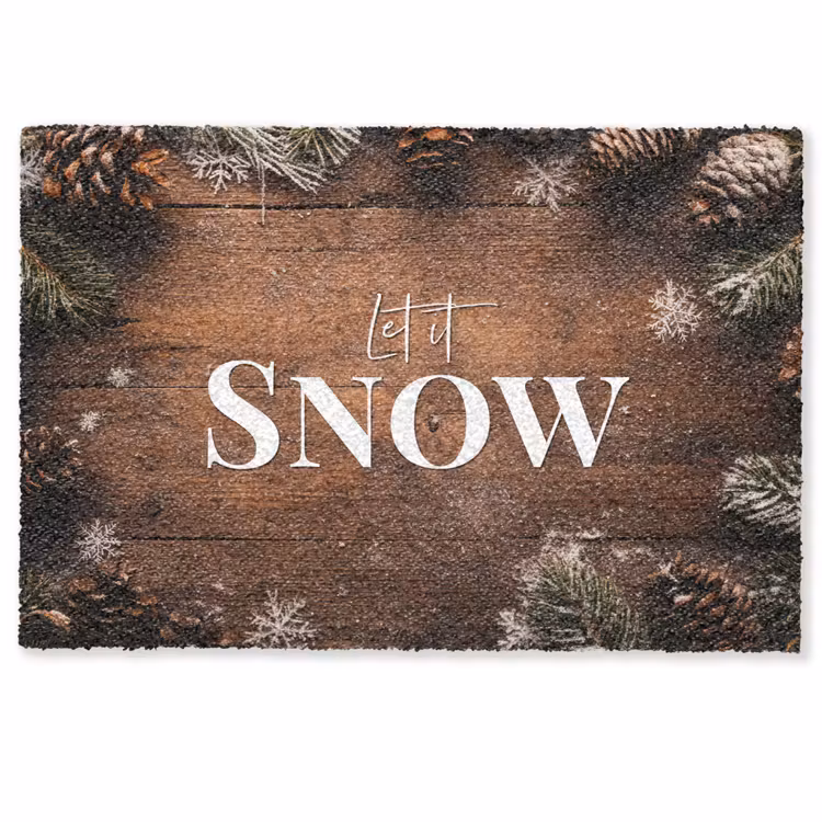 Sneeuw - Houtlook - Quote - Let it snow Deurmat klein -zkaufland3d