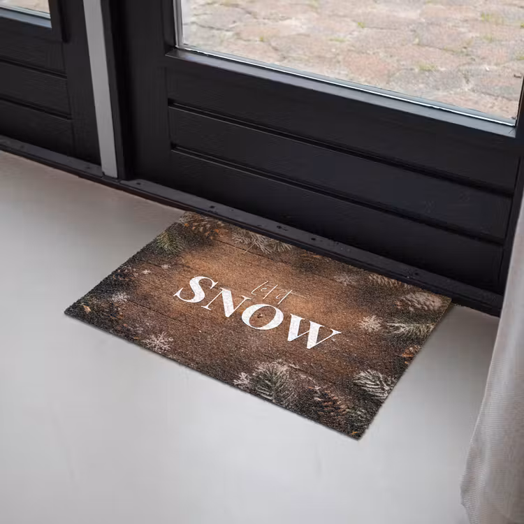 Sneeuw - Houtlook - Quote - Let it snow Deurmat klein -sfeer2