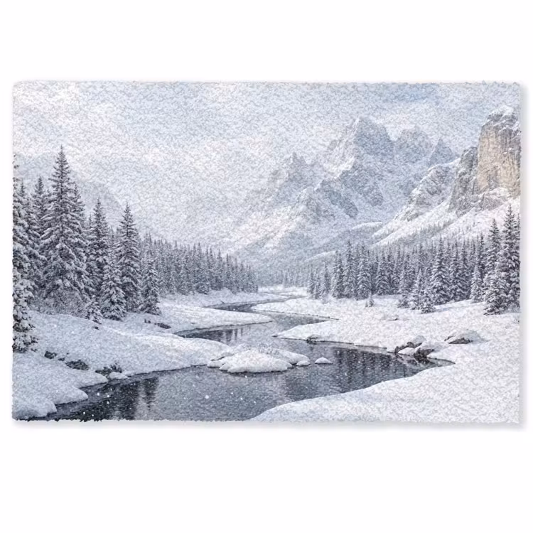Sneeuwlandschap - Bergen - Rivier - Winter Deurmat klein -zkaufland3d