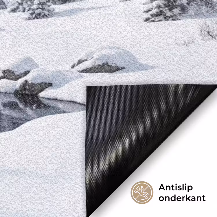 Sneeuwlandschap - Bergen - Rivier - Winter Deurmat klein -antislip_NL
