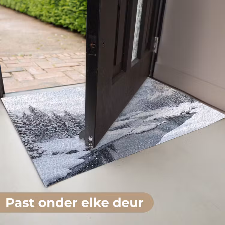 Sneeuwlandschap - Bergen - Rivier - Winter Deurmat klein -USP_NL