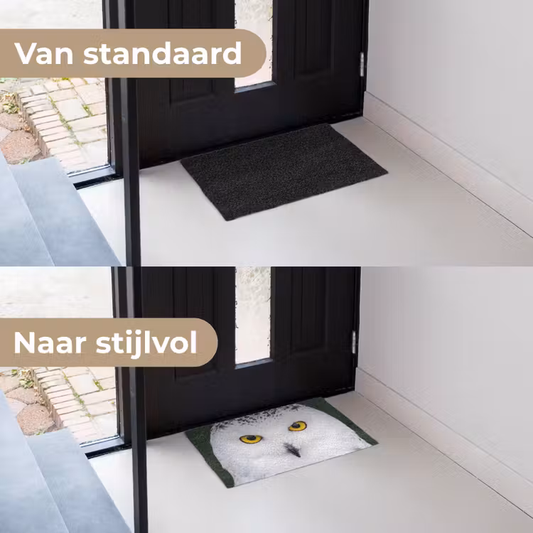 Sneeuwuil - Portret - Geel Deurmat klein -voor-na_NL