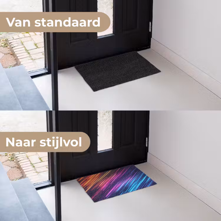 Snelheid - Kosmos - Kleurrijk Deurmat klein -voor-na_NL