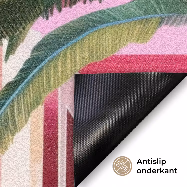 Stad - Roze - Palmbomen Deurmat klein -antislip_NL