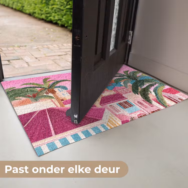 Stad - Roze - Palmbomen Deurmat klein -USP_NL