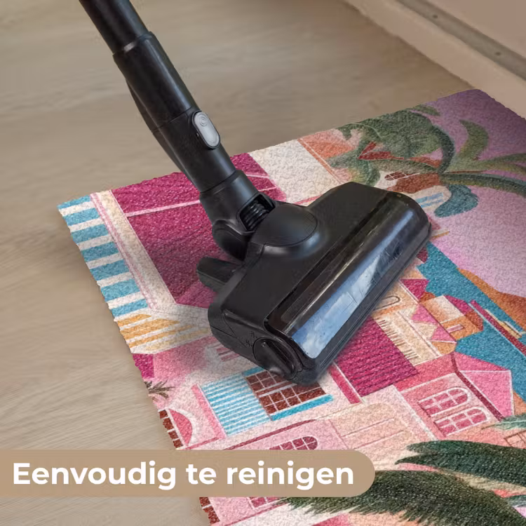 Stad - Roze - Palmbomen Deurmat klein -reinigen_NL