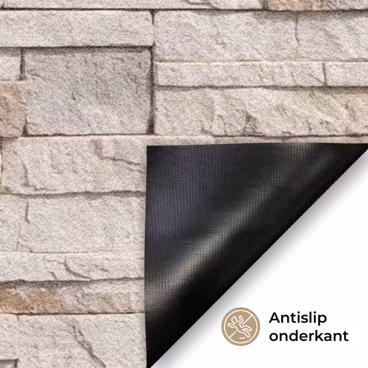 Steen - Muur - Textuur - Rustiek - Beige Deurmat klein -antislip_NL