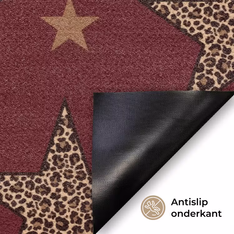 Sterren - Luipaardprint - Dream - Bordeaux Deurmat klein -antislip_NL
