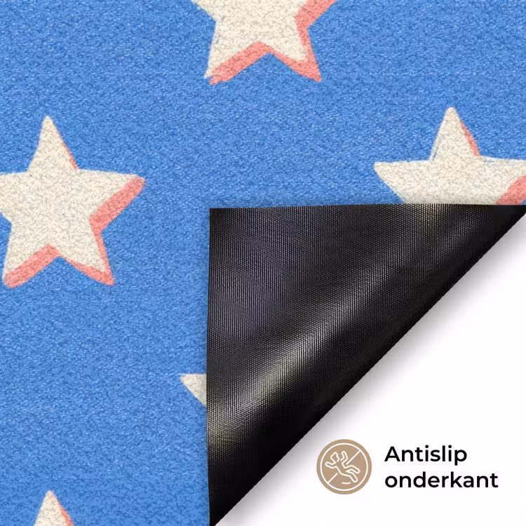 Sterren - Patroon - Blauw Deurmat klein 898 -antislip_NL