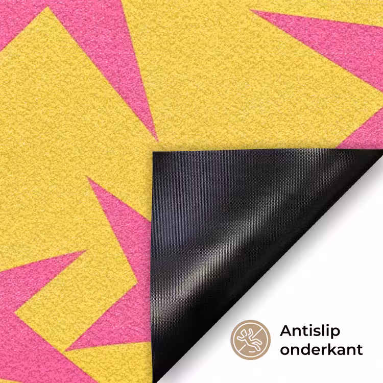 Sterren - Patroon - Roze - Geel Deurmat klein 898 -antislip_NL