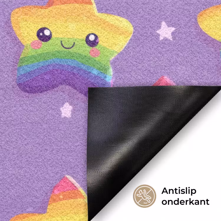 Sterren - Regenboog - Paars Deurmat klein 898 -antislip_NL