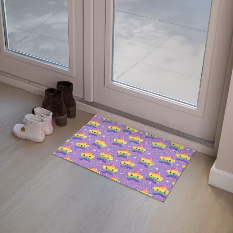 Sterren - Regenboog - Paars Deurmat klein 898 -sfeer3
