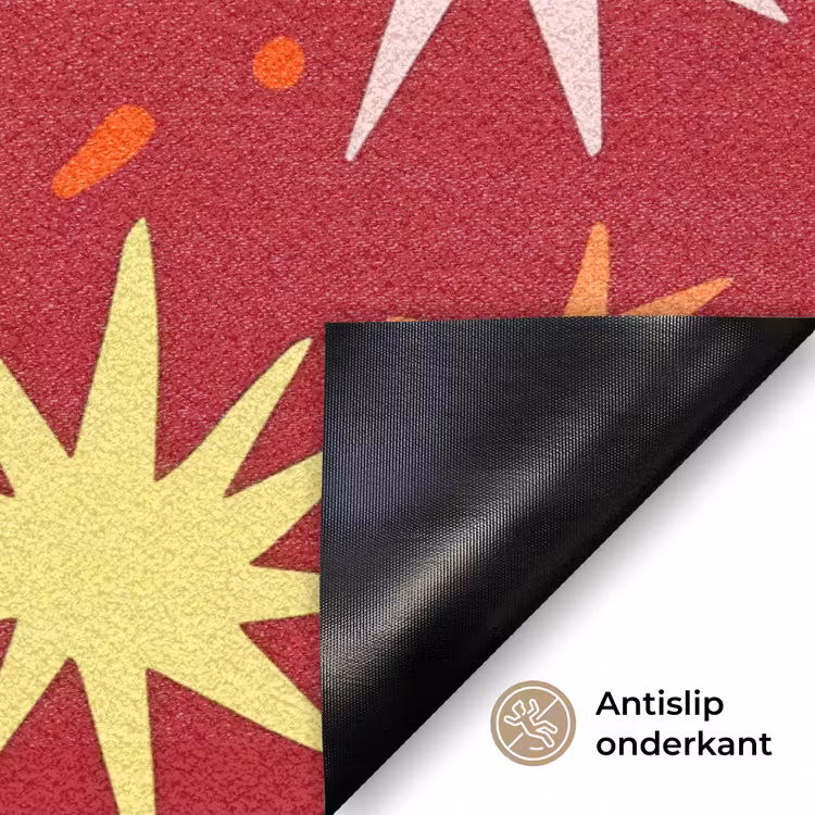 Sterren - Speels - Rood Deurmat klein 898 -antislip_NL