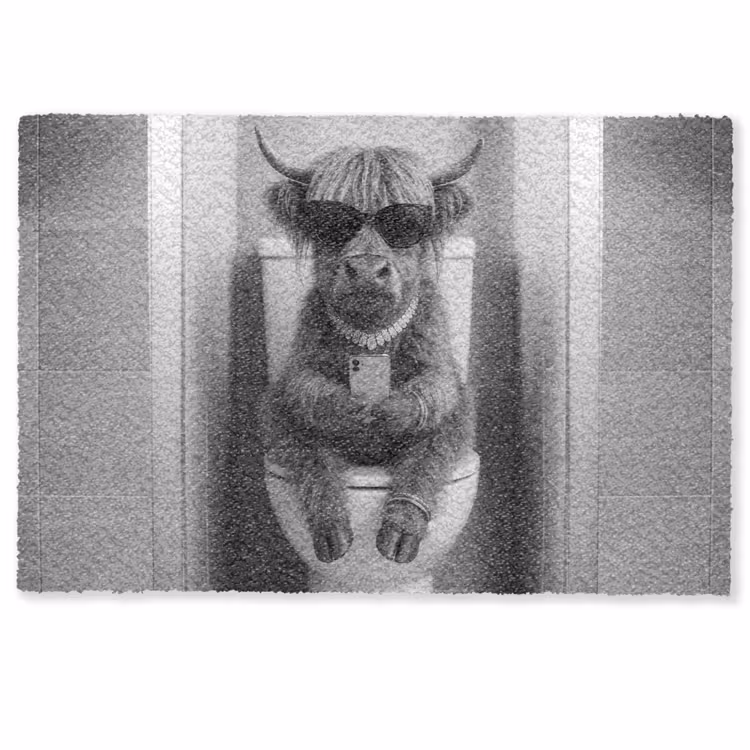 Stier - Telefoon - Toilet - Zwart - Wit Deurmat klein -zkaufland3d
