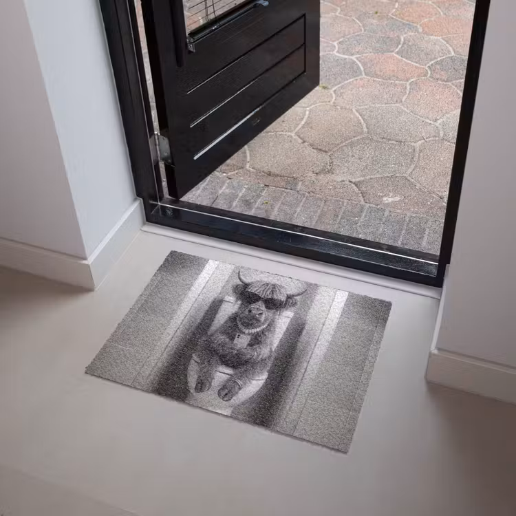 Stier - Telefoon - Toilet - Zwart - Wit Deurmat klein -sfeer5