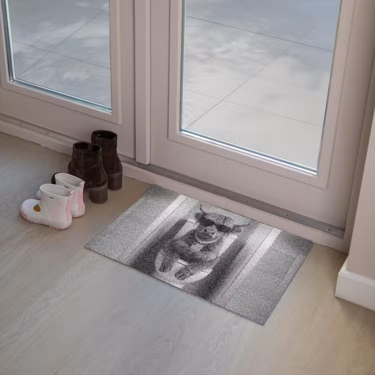 Stier - Telefoon - Toilet - Zwart - Wit Deurmat klein -sfeer3