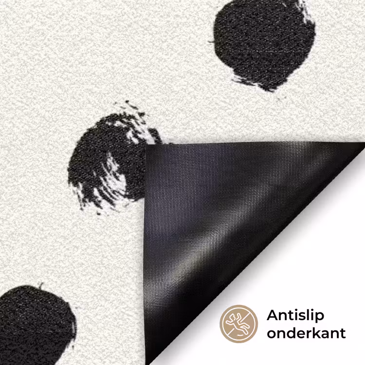 Stippen - Zwart - Wit - Print - Minimalistisch Deurmat klein -antislip_NL